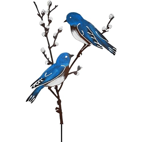 Jyuecian Vogel Gartenstecker 58cm Hoch Metall Bemalte Vogel