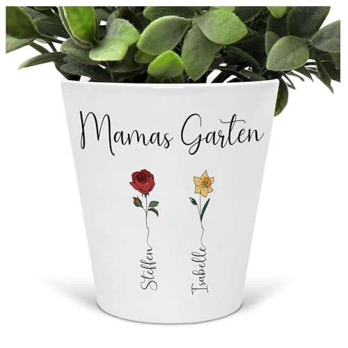 22feels Mama Geschenk Personalisierter Blumentopf Geburtsblumen Deko Muttertag