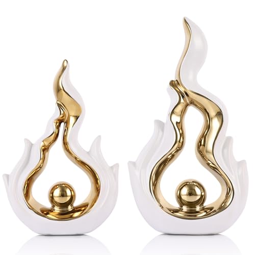 Dekorative Statue Aus Keramik Flamme Im 2er Set