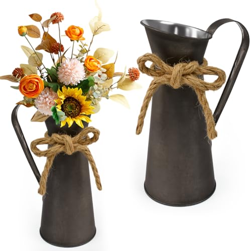 Asouunld 2 St Ck Blumenvase Vintage Milchkanne Eisen