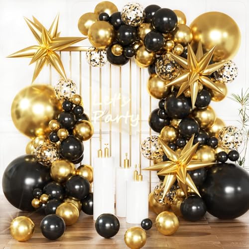 Schwarz Gold Luftballon Girlande 134pcs Luftballon Girlande Schwarz