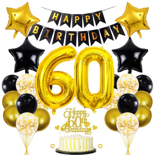 Jxuzh 60 Geburtstag Dekorationen Schwarz Gold Deko F