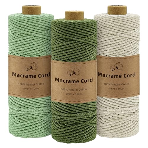 Gemtte Makramee Garn 2mm X100m 3 Rollen Macrame
