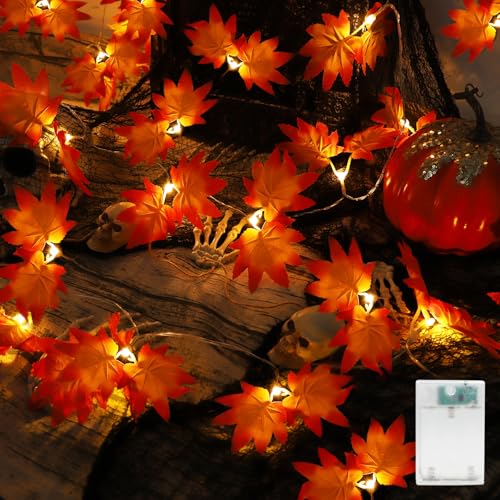 A Bigwhale Herbst Dekoration Lichterkette 20 Led Ahornblatt