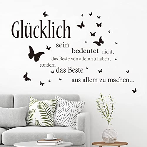 Wondever Wandtattoo Spr Che Gl Cklich Wandaufkleber Zitate