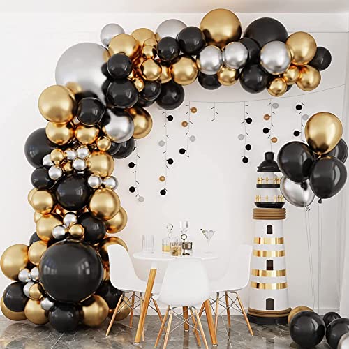 Luftballon Girlande Schwarz Gold 134 Pcs Schwarze Gold