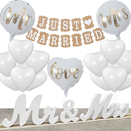 Hochzeitsdeko Set Just Married Girlande Mit 23 Ballons