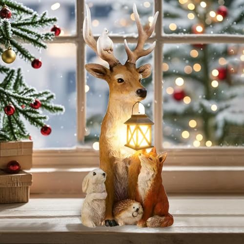 Zeilabang Kakadi Weihnachtsdeko Hirsch Mit Led Laterne Gartenfiguren