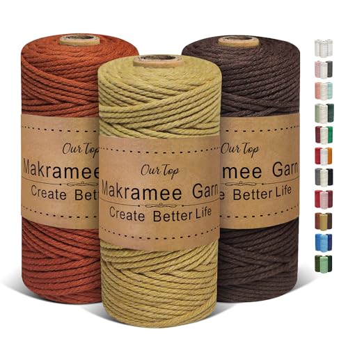 Ourtop Premium Makramee Garn 3er Set 3mm X