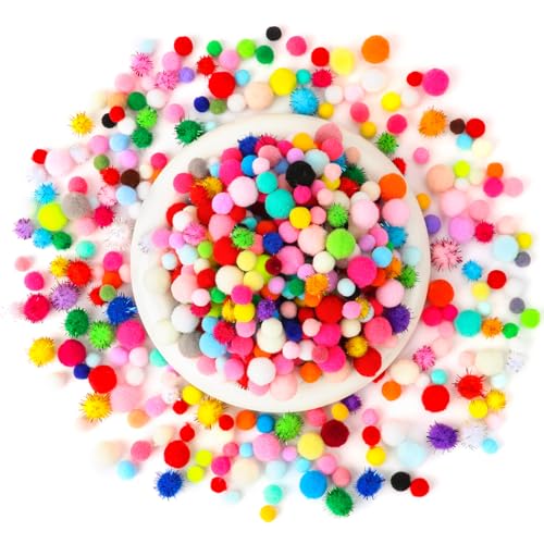 500 St Ck 8mm 1mm Bunt Pompons Zum