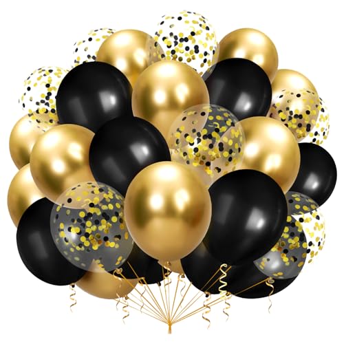 Luftballons Schwarz Gold 100pcs 12 Zoll Schwarze Ballons