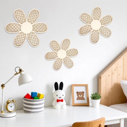 Wrenyzk 3pcs Nat Rliche Rattan Blumen Wanddekoration Hochwertige