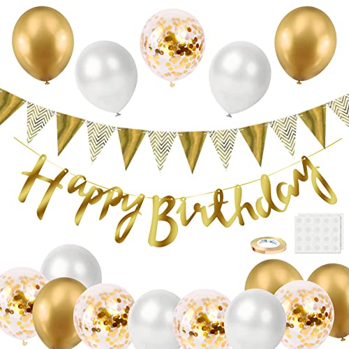 Bekoiup Luftballons Geburtstag Dekoration Set Wei Gold Geburtstagsdeko