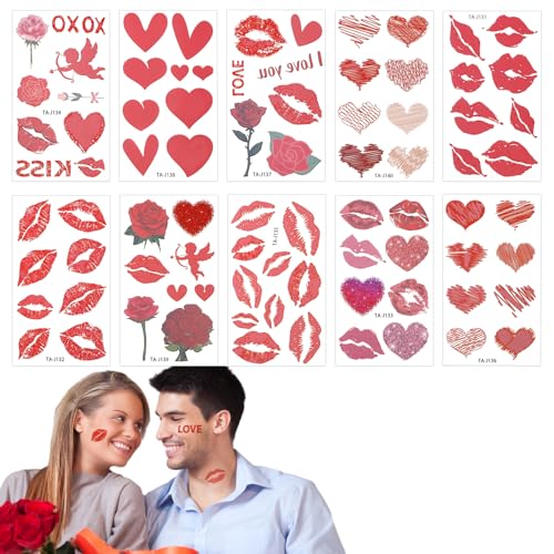 10 B Gen 84stk Valentinstag Tattoo Aufkleber Rote