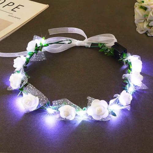 Evlry Led Blumenkronen Stirnband Leuchtender Blumen Haarkranz Stirnb