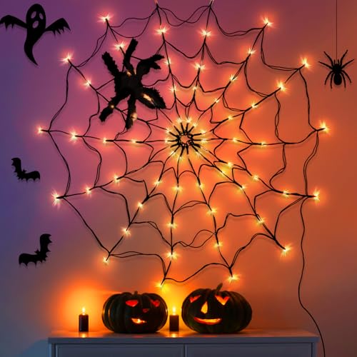 Cnmtcco Halloween Spinnennetz Lichter Mit Pl Schspinne Gruselige