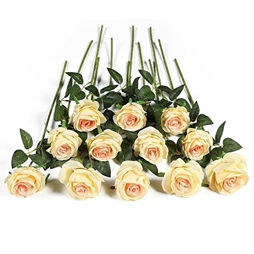 Kisflower 12pcs Rosen K Nstliche Blumen Realistische Einzelstielblumen
