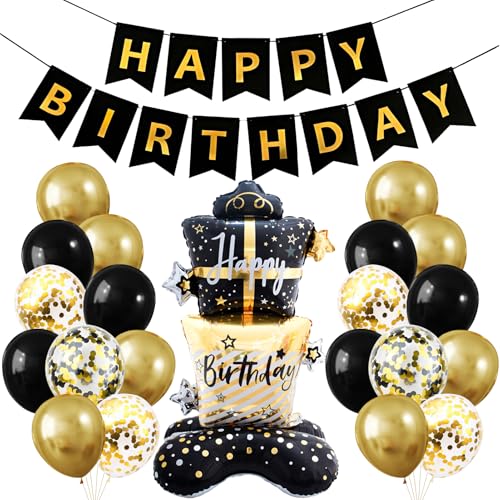 32 St Ck Schwarz Gold Geburtstagsdeko Set Luftballons