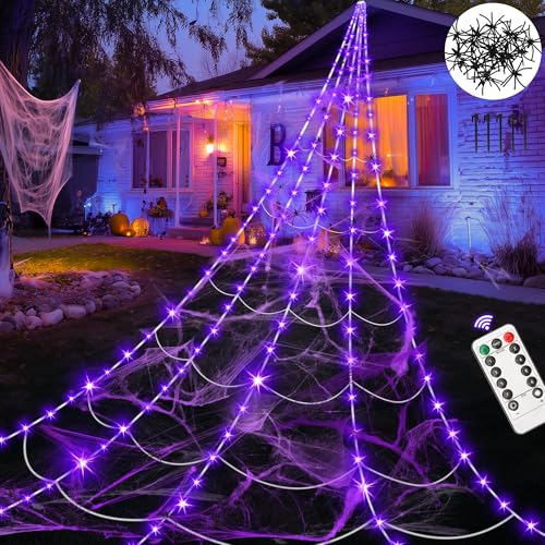 Bulablu 5m Spinnennetz Halloween Deko Outdoor 150 Led