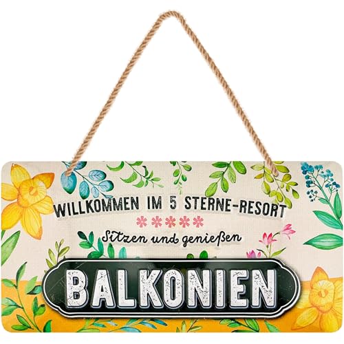 Lanolu Retro Blechschild Balkonien Schild Blechschilder Garten Mit