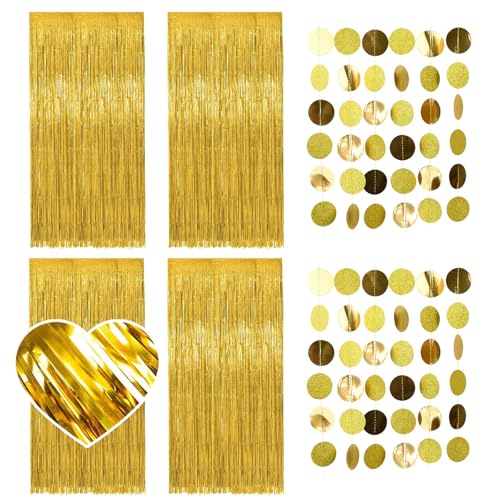 Rafiyu 6 St Ck Lametta Vorhang Glitzer Silber