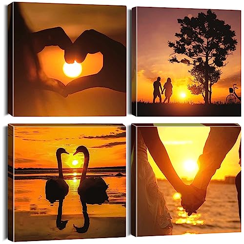 Artscope 4 Teilig Leinwandbilder Mit Liebe Bei Sonnenuntergang