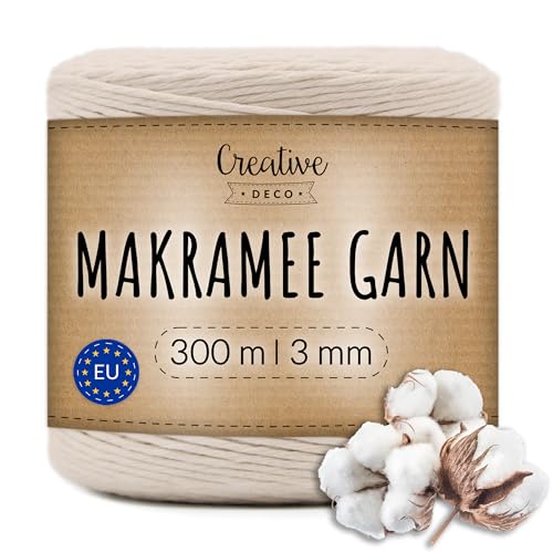 Creative Deco 300m Beige Makramee Garn 3mm 985