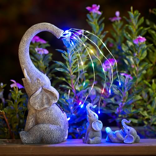 Yeomoo Elefanten Deko Gartenfiguren Mit Solar Lichterkette Aussen