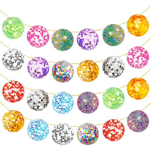 2 Set Disco Deko Girlande Bunte Glitzer Discokugel
