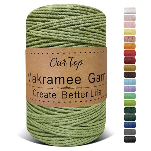 Ourtop Premium Makramee Garn Avocadogr N 3mm X