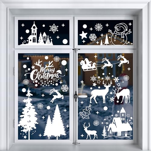 Moxled Fensterbilder Weihnachten Selbstklebend 148 Wei Fensterdeko Weihnachten