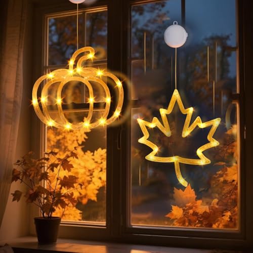 2 St Ck Herbstdeko Fensterlichter Halloween Deko K