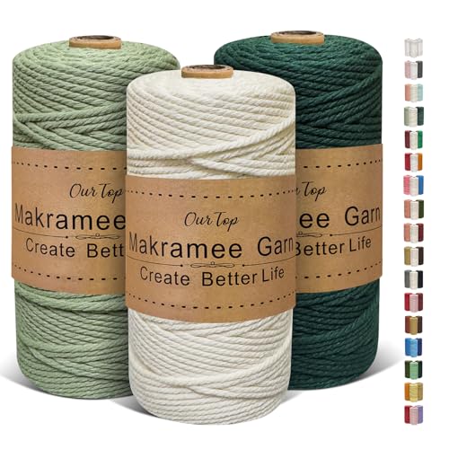 Ourtop Premium Makramee Garn 3er Set 3mm X