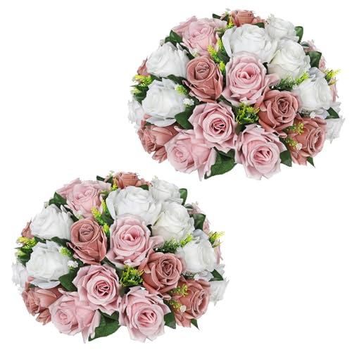 2er Set Kunstblumen Rosen Blumenkugel Mit 30 K