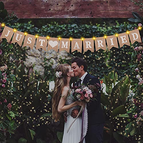 Ulikey Just Married Banner Hochzeit Dekoration Girlande Mit