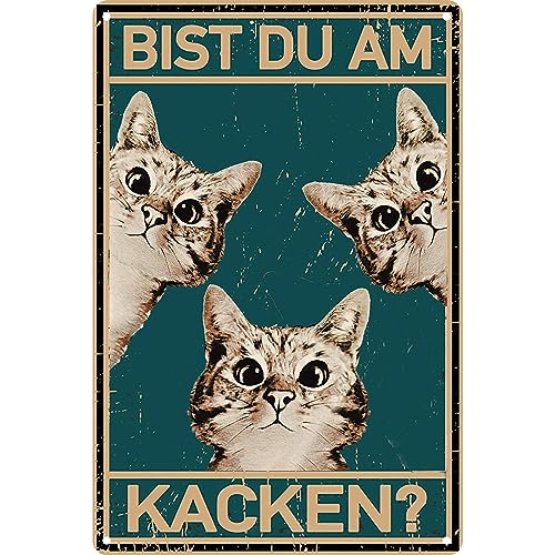 Katze Metallschild Badezimmer Blechschild Bist Du Am Kacken