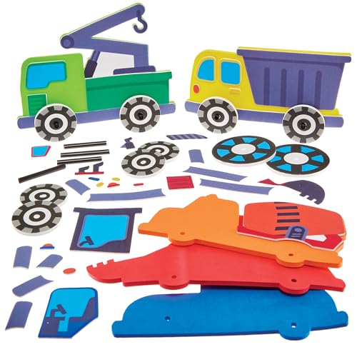 Baker Ross Fn072 Baufahrzeuge Schiebesets 5er Pack Kreative