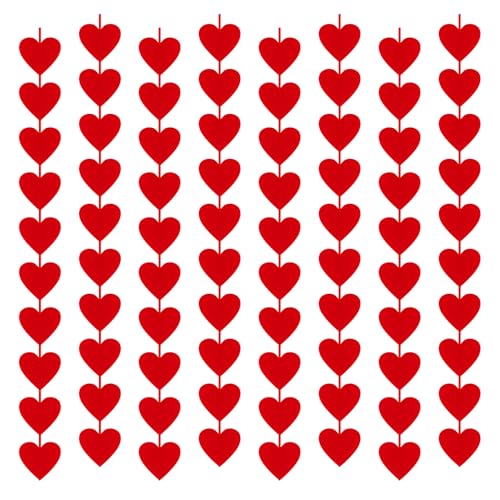 8 St Ck Rot Herz Deko Girlande H