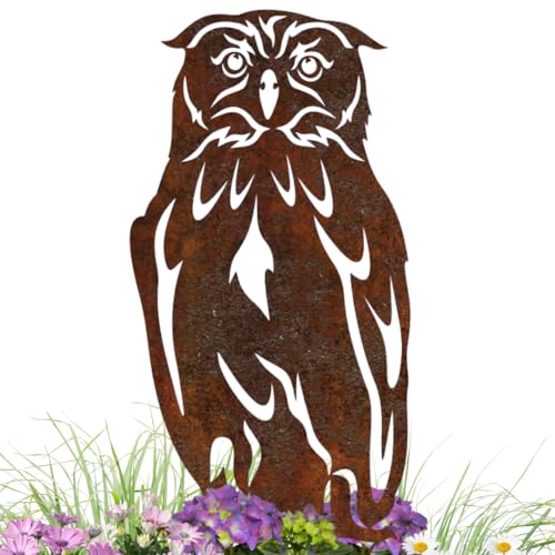 Gartenstecker Eule Aus Metall Rostfigur 30 Cm Hoch