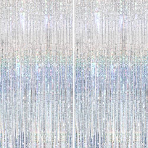 Kernowo Lametta Vorhang Silber Glitzer 2 St Ck