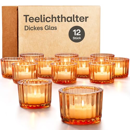 Praknu 12 Teelichthalter Glas Kerzenhalter Gold 5 5cm