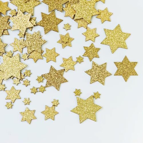 100 St Ck Holzsterne Streudeko Gold Glitzer Sterne