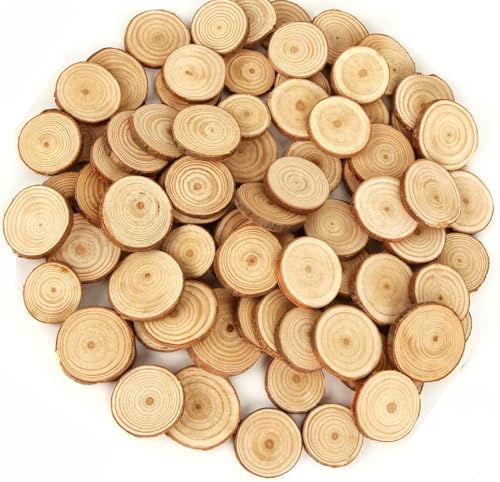 100pcs Holzscheiben 1 3cm Baumscheiben Mit Rinde Ungebohrte
