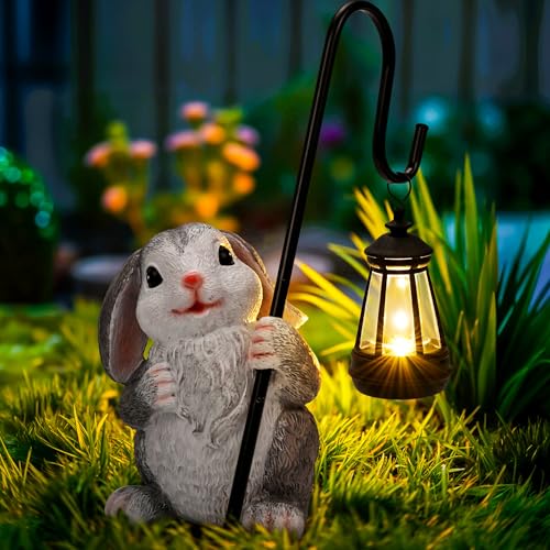 Gigalumi Solar Garten Statuen Kaninchen Figur Lichter F