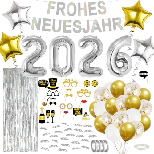 Cadimus Silvester Deko 2026 2026 Neujahrsballons Silber Frohes
