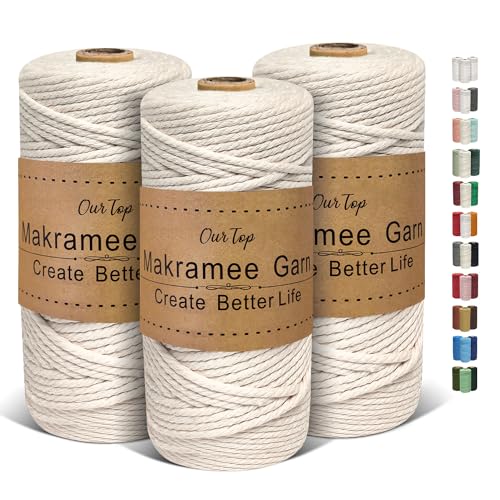 Ourtop Premium Makramee Garn 3er Set 3mm X