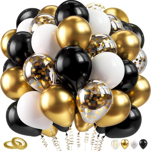 Hierein Luftballons Schwarz Gold 60 St Ck Schwarz