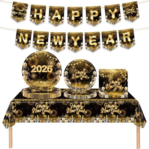 Silvester Deko 2026 42 Teilige Silvester Partygeschirr Set