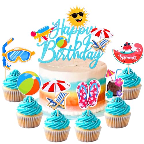 25 Pcs Strand Tortendekorationen Sommer Surfbrett Cupcake Dekorationen