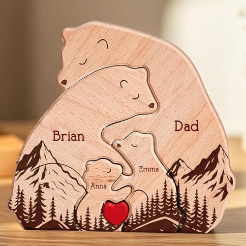 Veelu Personalisiertes Holzkunstpuzzle Der B Renfamilie Mit 1